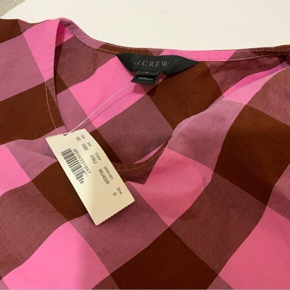NWT J Crew Preppy 0 Pink Rust Brown Burgundy Grosgrain Ribbon Tie Top Strap Tank - Picture 6 of 8